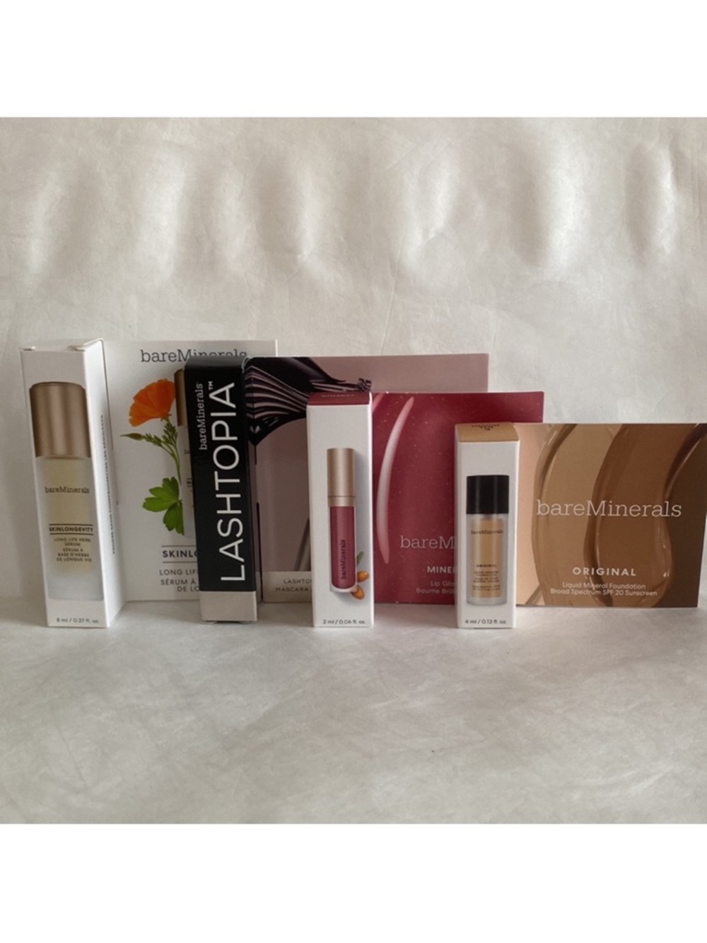 BAREMINERALS 4p Skinlongevity Lashtopia Lip Gloss Foundation Kit $50 - Picture 2 of 5